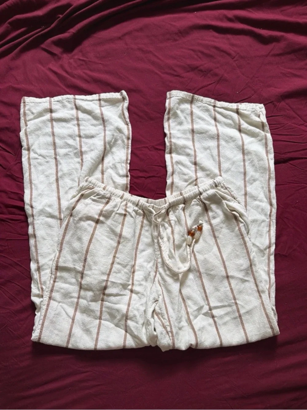 H&M Cream Pants with Tan Stripe Detail